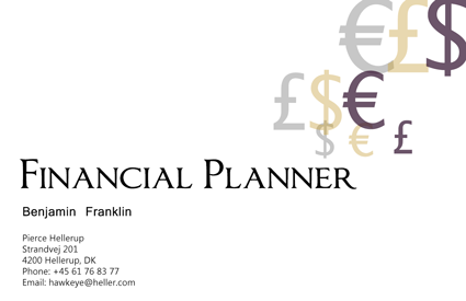 Typographic business card, financial design